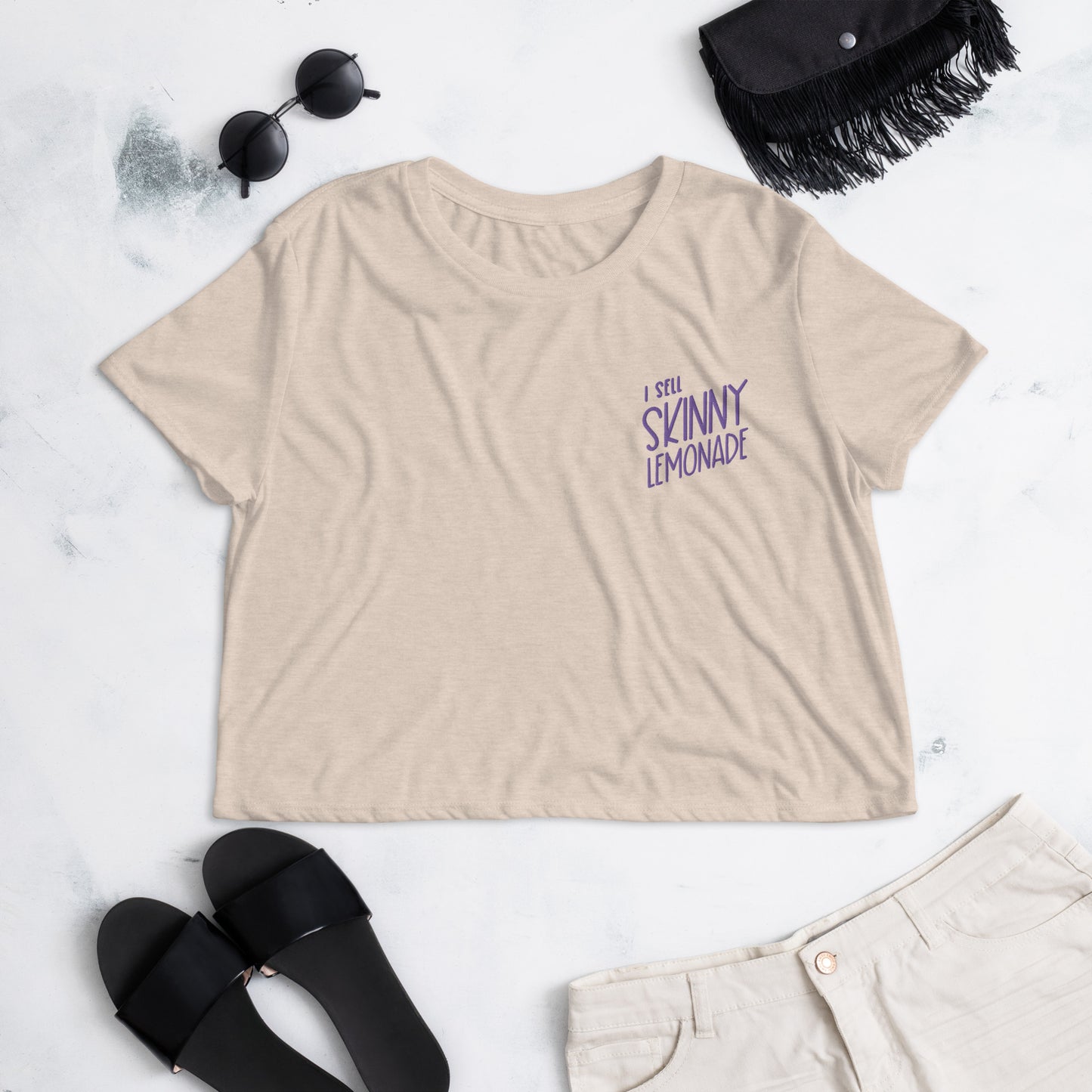 SKINNY LEMONADE Embroidered Crop Tee
