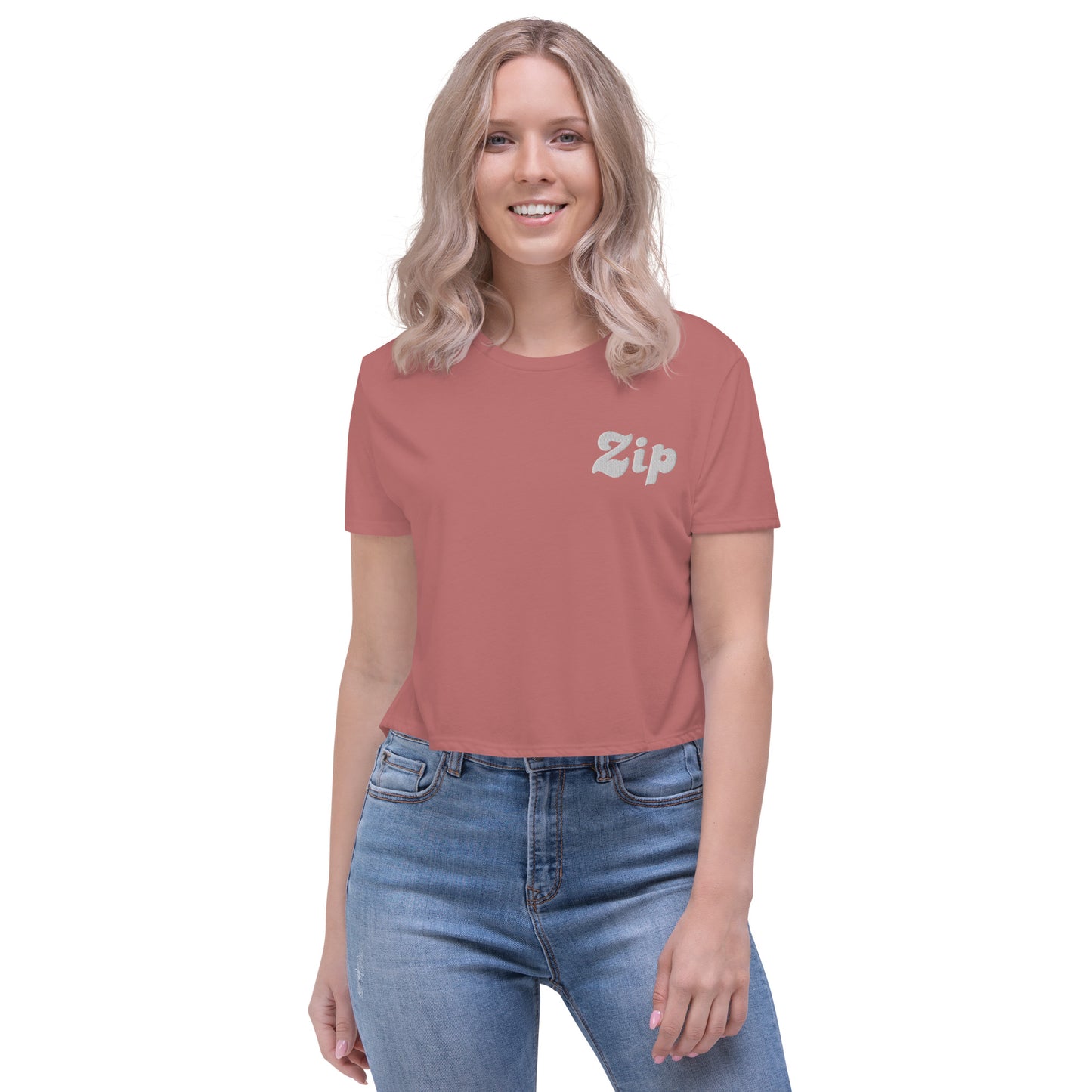 ZIP Embroidered Crop Tee