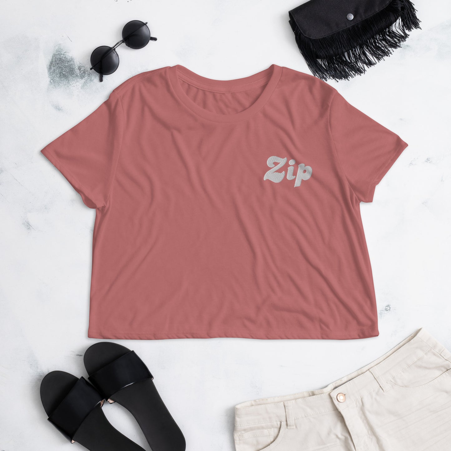 ZIP Embroidered Crop Tee
