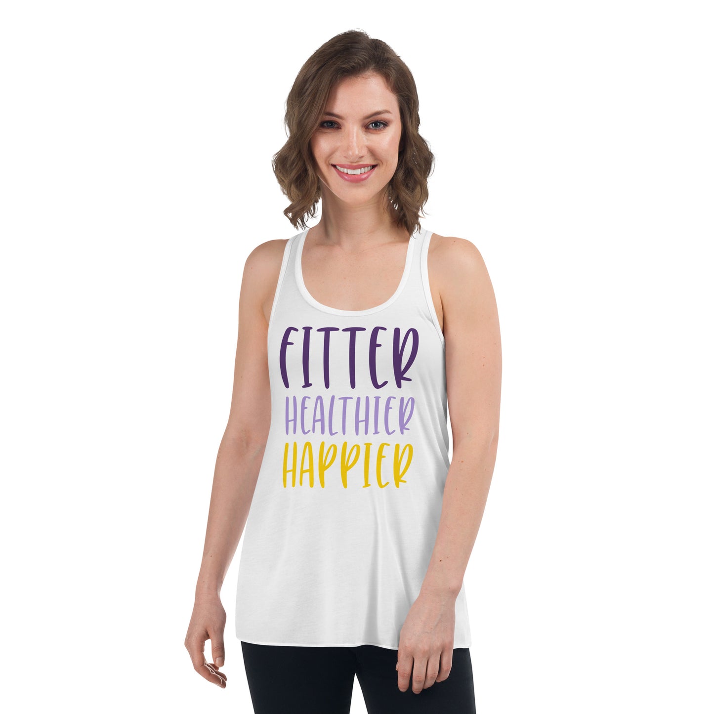 FITTER HEALTHIER HAPPIER Women's Flowy Racerback Tank