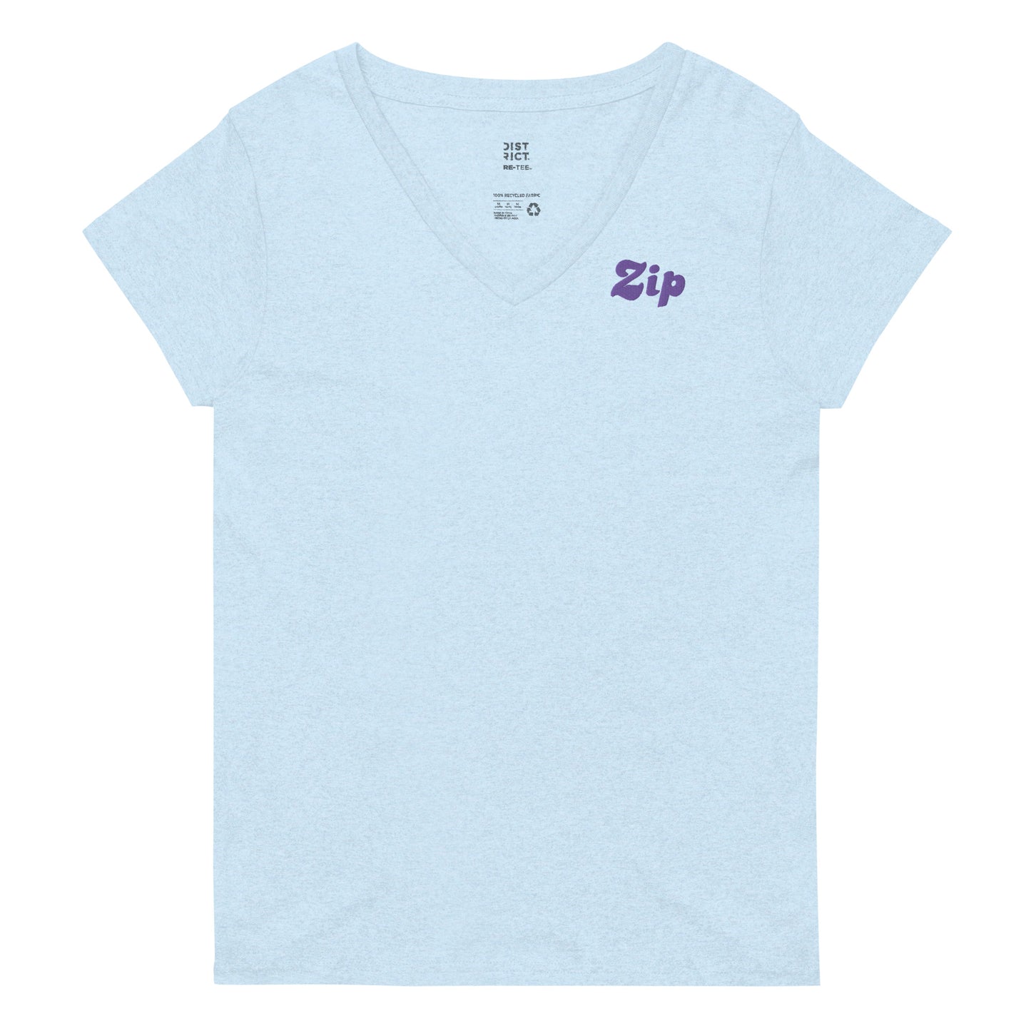 ZIP women’s embroidered recycled v-neck t-shirt