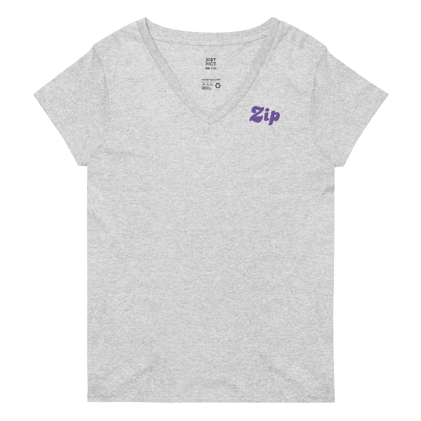 ZIP women’s embroidered recycled v-neck t-shirt