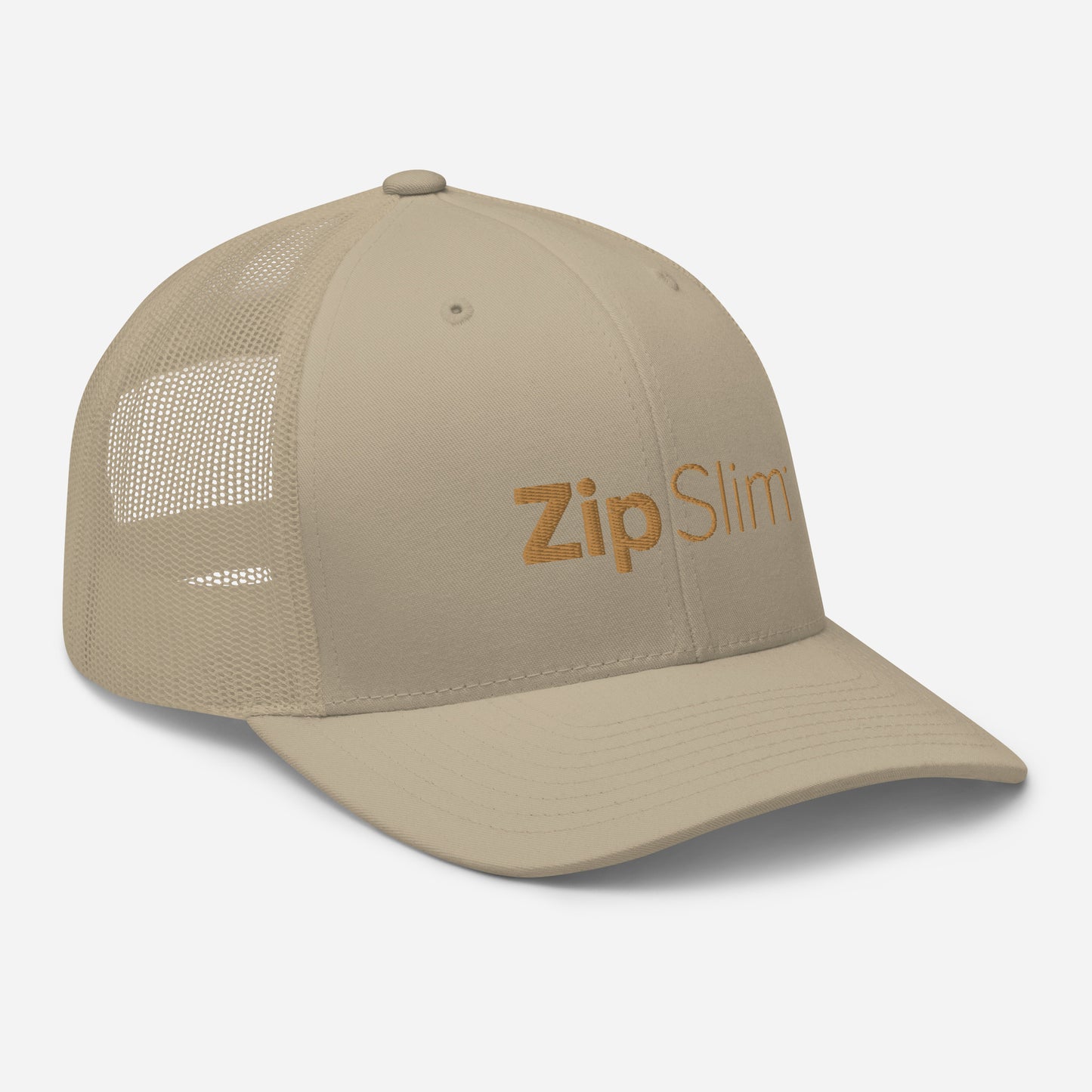 ZipSlim® Gold Embroidered Snap-back Trucker Cap