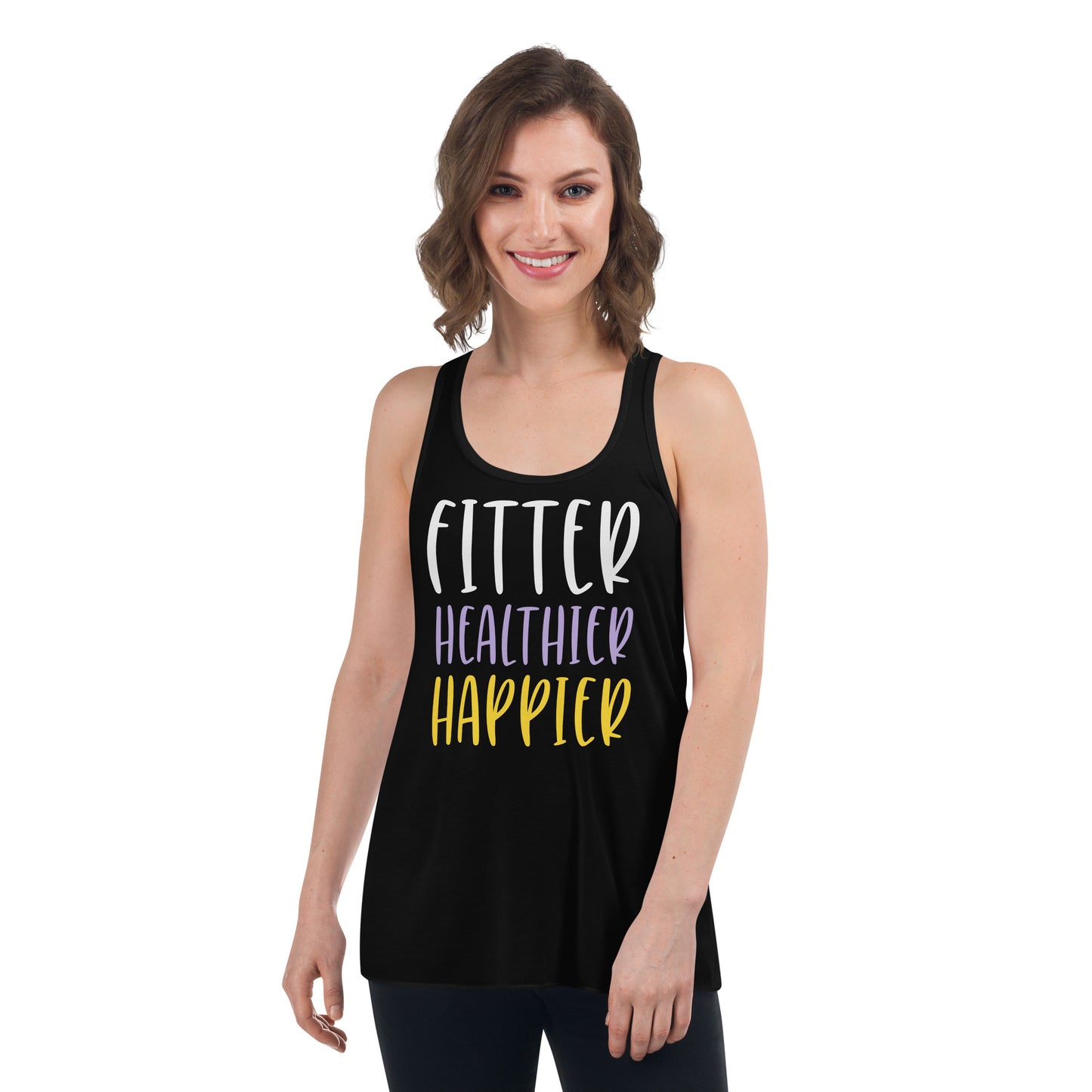 FITTER HEALTHIER HAPPIER Women's Flowy Racerback Tank